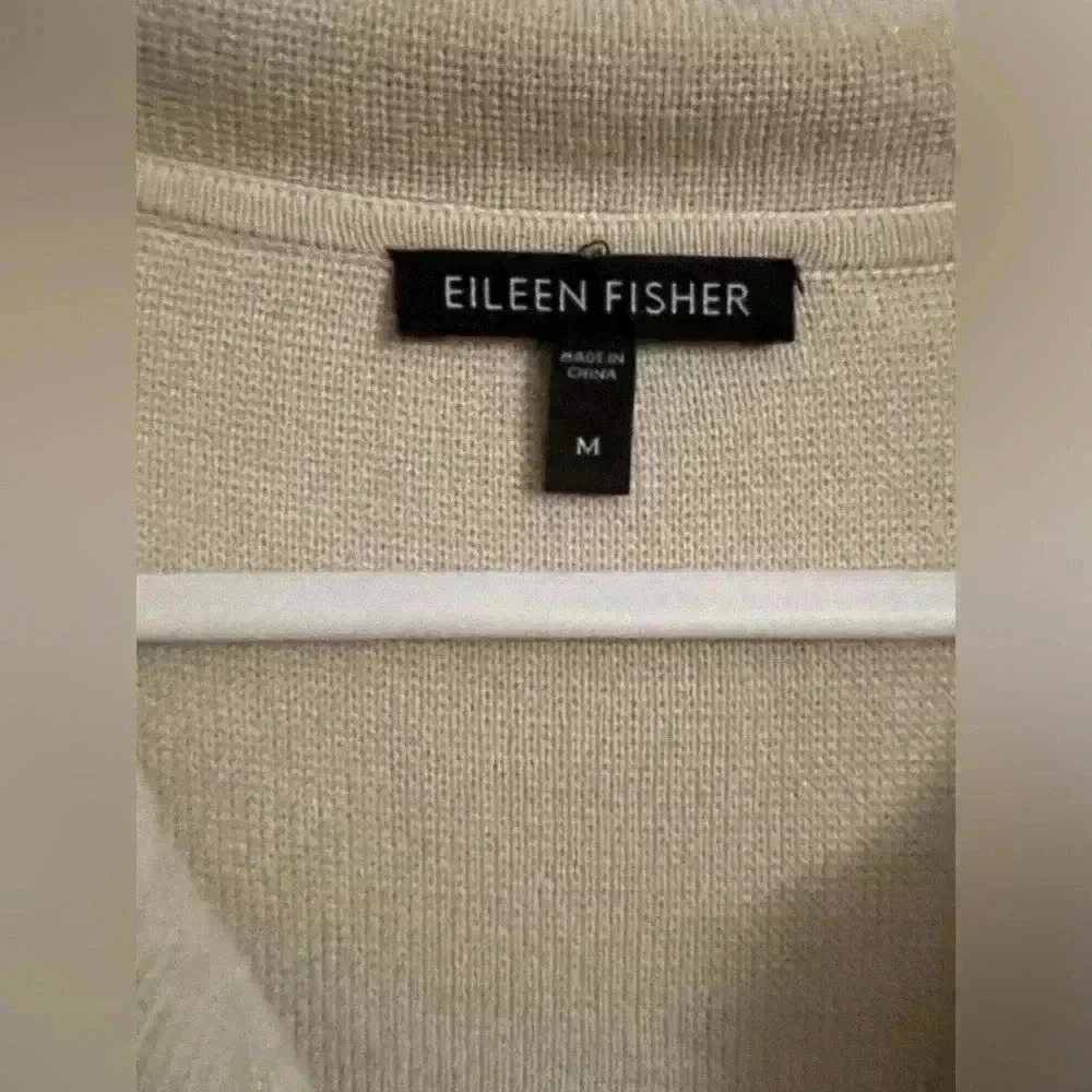 EILEEN FISHER Cream Silk and Organic CottonKnit Sweater Shacket Lagenlook; M - Picture 5 of 8